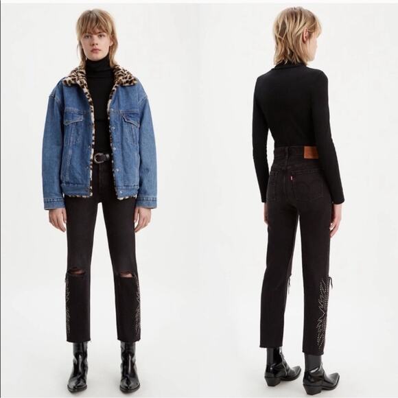 Levi’s 501 Ripped High Waist Crop Studded Canyon Jeans - Picture 5 of 16